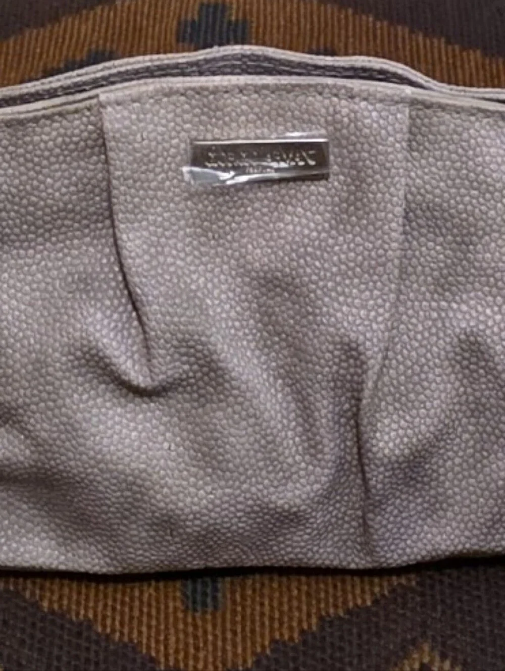 Giorgio Armani Parfums Vegan Taupe Leather Pouch Like New